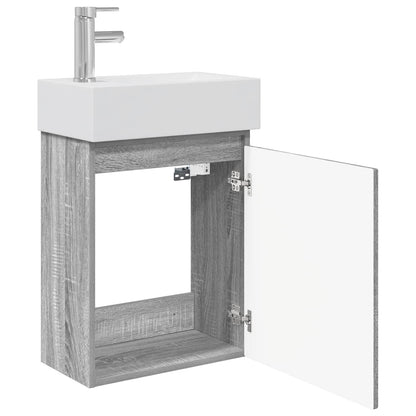 Mobile bagno con rubinetto Sonoma grigio 45,5 x 22,5 x 84 cm | homemem39