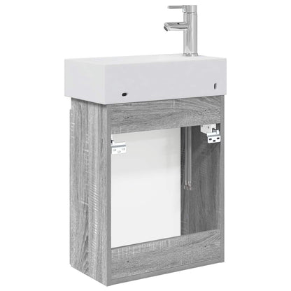 Mobile bagno con rubinetto Sonoma grigio 45,5 x 22,5 x 84 cm | homemem39