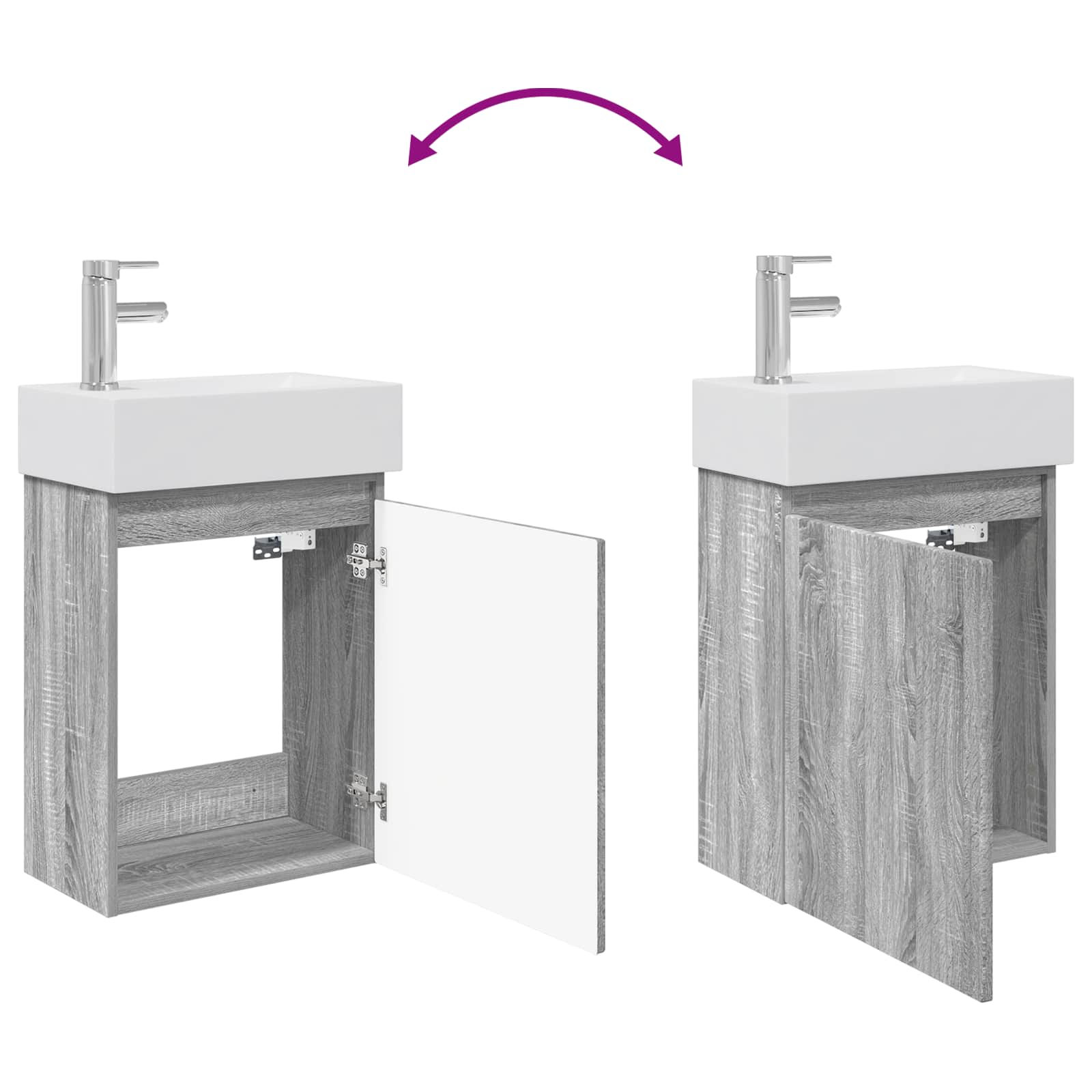Mobile bagno con rubinetto Sonoma grigio 45,5 x 22,5 x 84 cm | homemem39