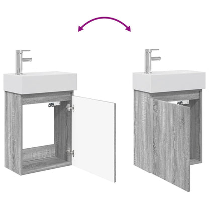 Mobile bagno con rubinetto Sonoma grigio 45,5 x 22,5 x 84 cm | homemem39