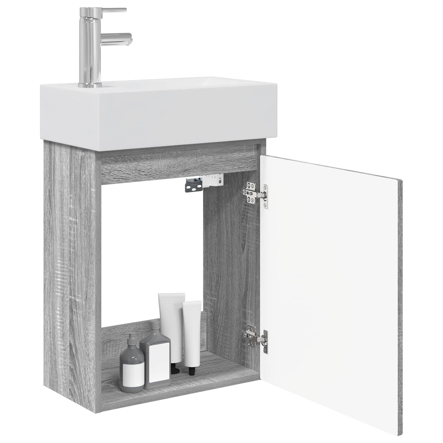 Mobile bagno con rubinetto Sonoma grigio 45,5 x 22,5 x 84 cm | homemem39