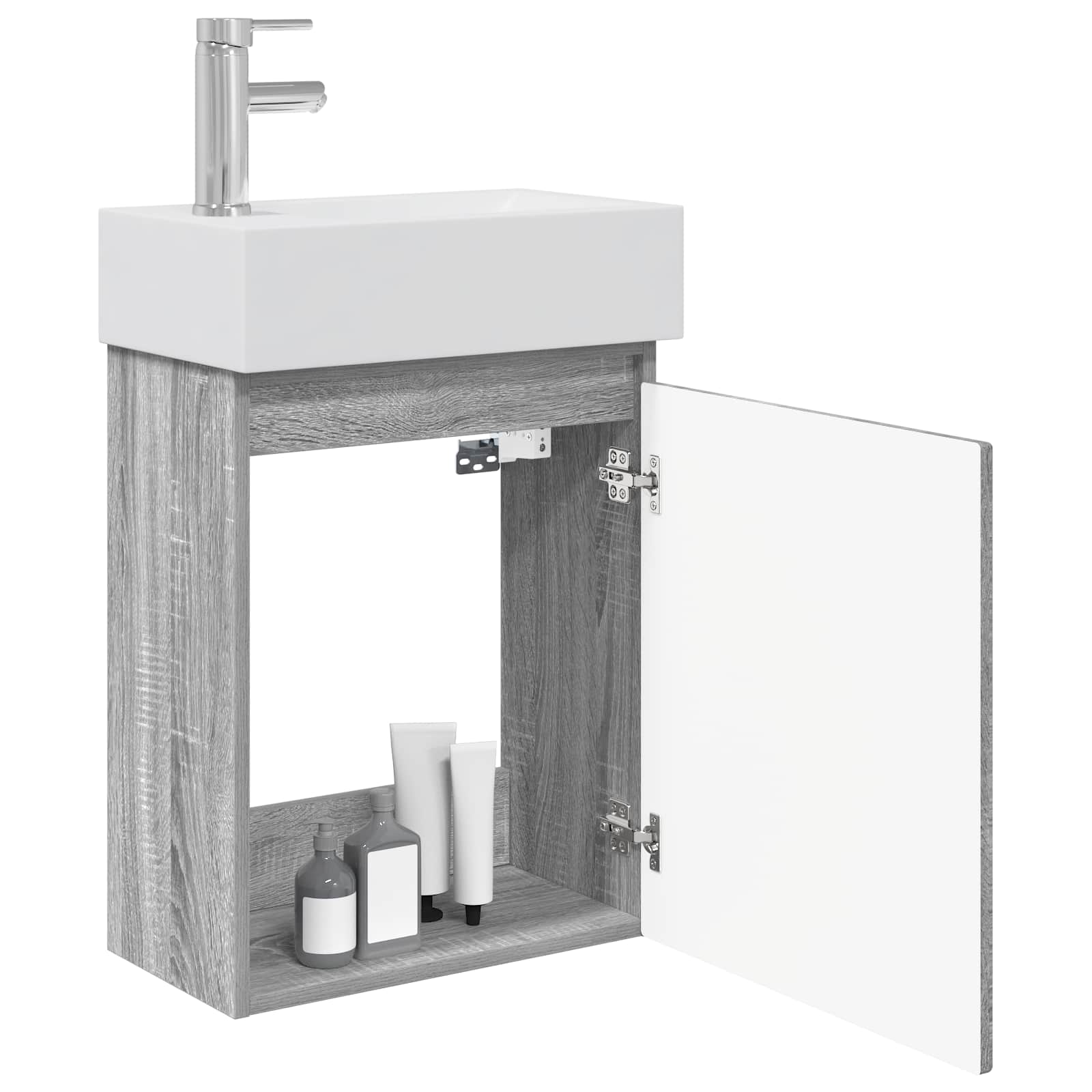 Mobile bagno con rubinetto Sonoma grigio 45,5 x 22,5 x 84 cm | homemem39