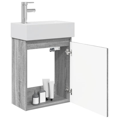 Mobile bagno con rubinetto Sonoma grigio 45,5 x 22,5 x 84 cm | homemem39