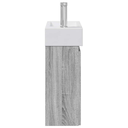 Mobile bagno con rubinetto Sonoma grigio 45,5 x 22,5 x 84 cm | homemem39
