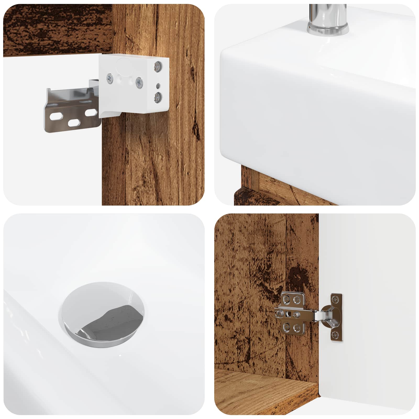 Mobile bagno con rubinetto Legno antico 45,5 x 22,5 x 84 cm | homemem39