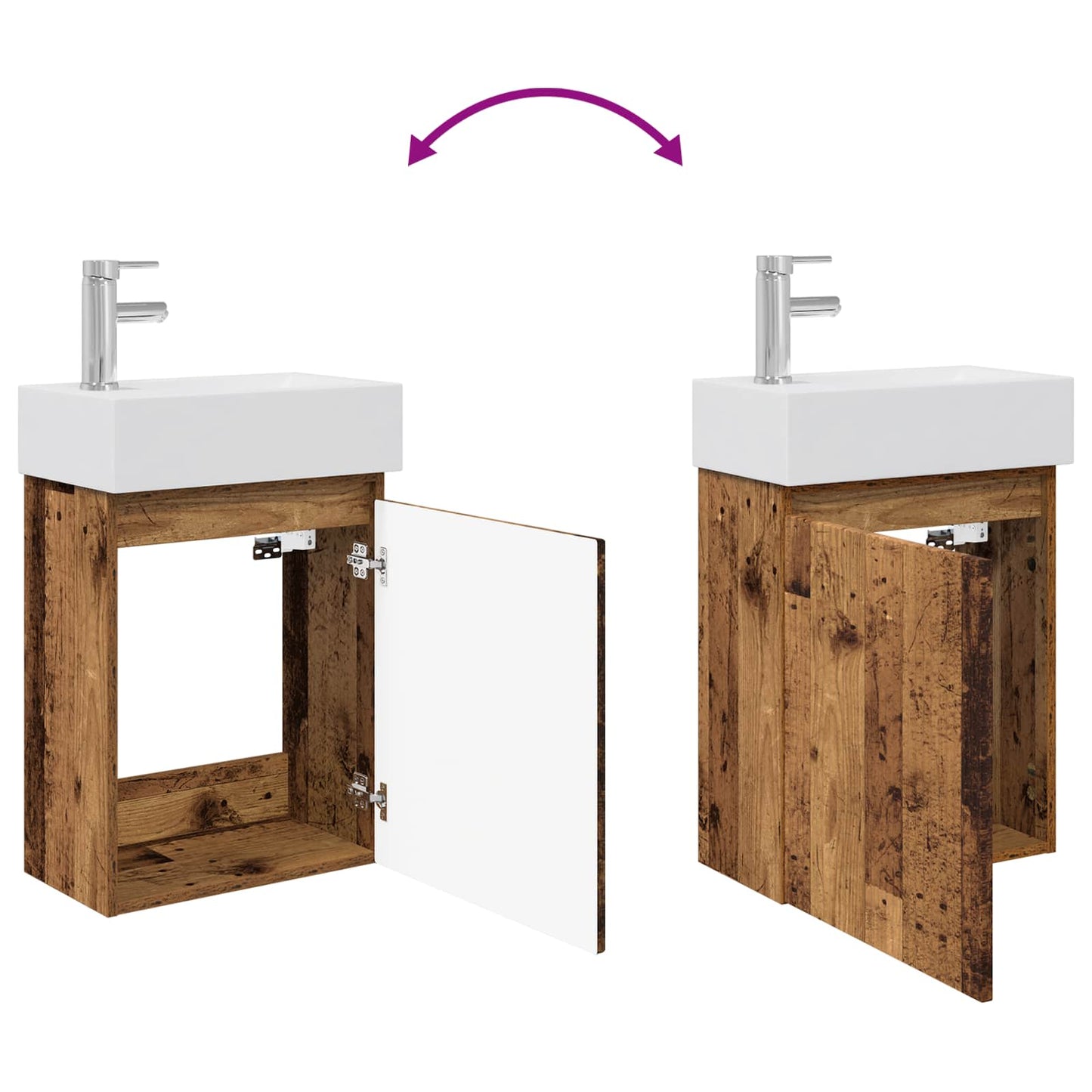 Mobile bagno con rubinetto Legno antico 45,5 x 22,5 x 84 cm | homemem39