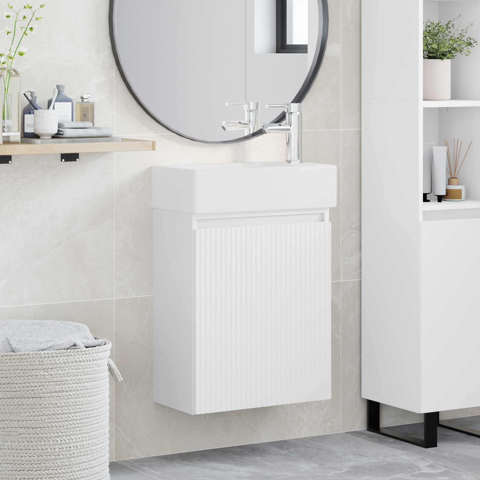 Mobile bagno con rubinetto Bianco 45,5 x 22,5 x 84 cm | homemem39