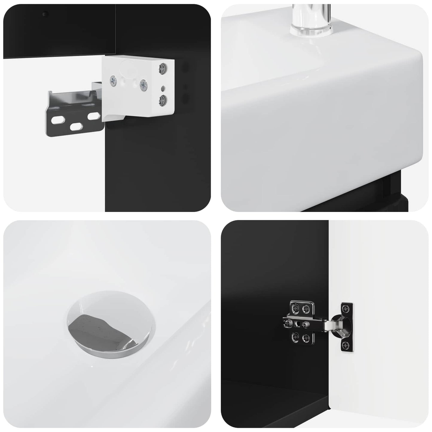 Mobile bagno con rubinetto Nero 45,5 x 22,5 x 84 cm | homemem39