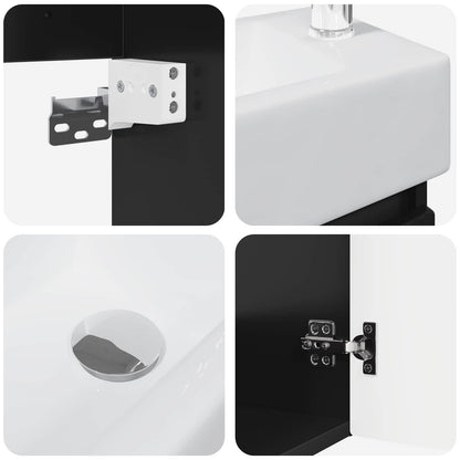 Mobile bagno con rubinetto Nero 45,5 x 22,5 x 84 cm | homemem39