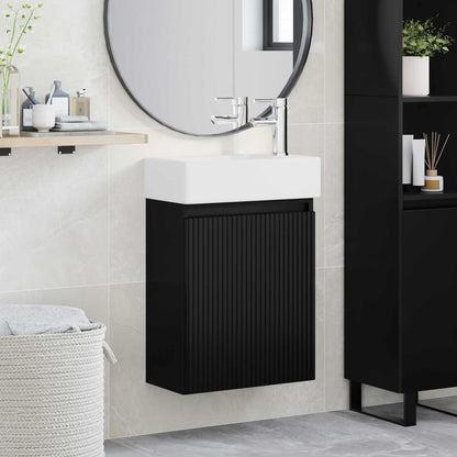 Mobile bagno con rubinetto Nero 45,5 x 22,5 x 84 cm | homemem39