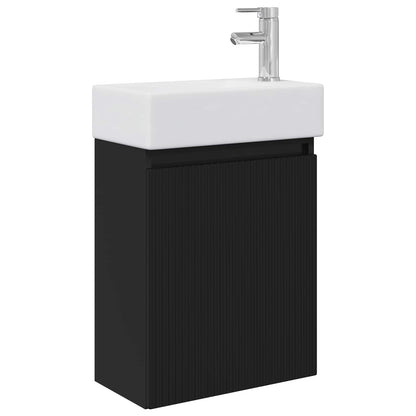 Mobile bagno con rubinetto Nero 45,5 x 22,5 x 84 cm | homemem39