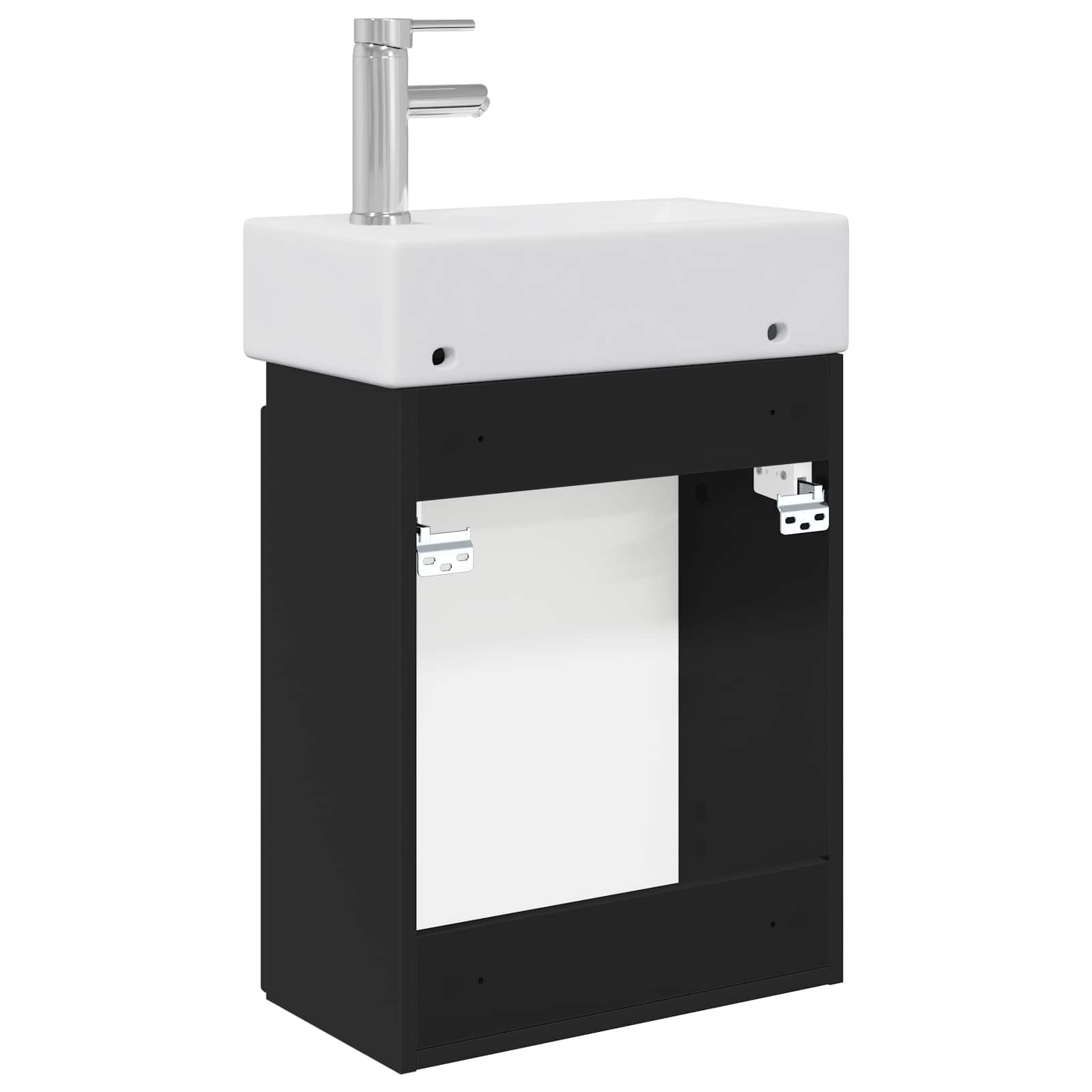 Mobile bagno con rubinetto Nero 45,5 x 22,5 x 84 cm | homemem39