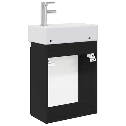 Mobile bagno con rubinetto Nero 45,5 x 22,5 x 84 cm | homemem39