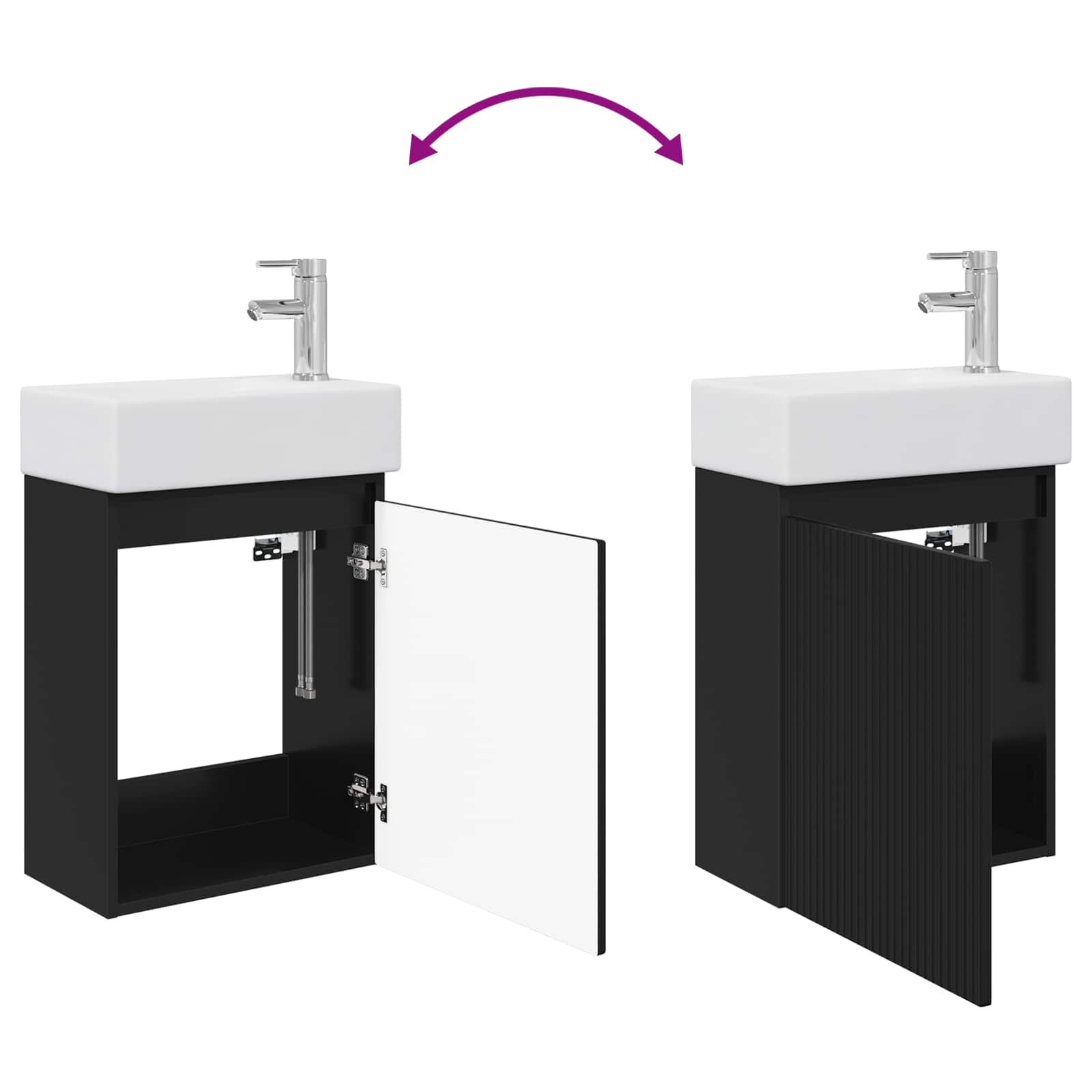 Mobile bagno con rubinetto Nero 45,5 x 22,5 x 84 cm | homemem39