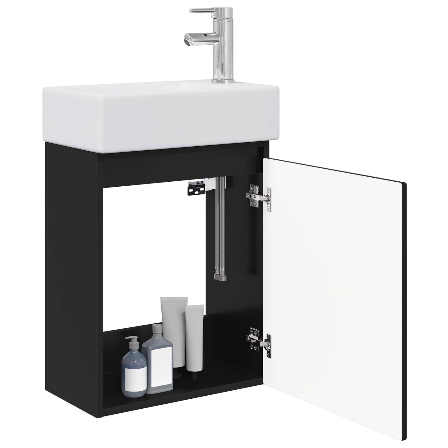 Mobile bagno con rubinetto Nero 45,5 x 22,5 x 84 cm | homemem39
