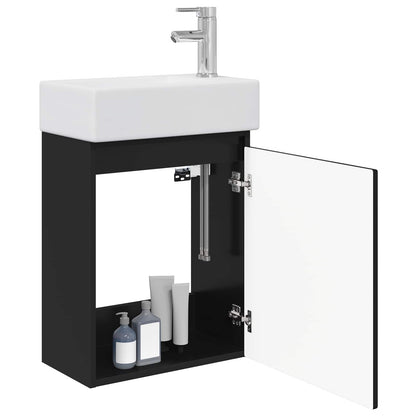 Mobile bagno con rubinetto Nero 45,5 x 22,5 x 84 cm | homemem39