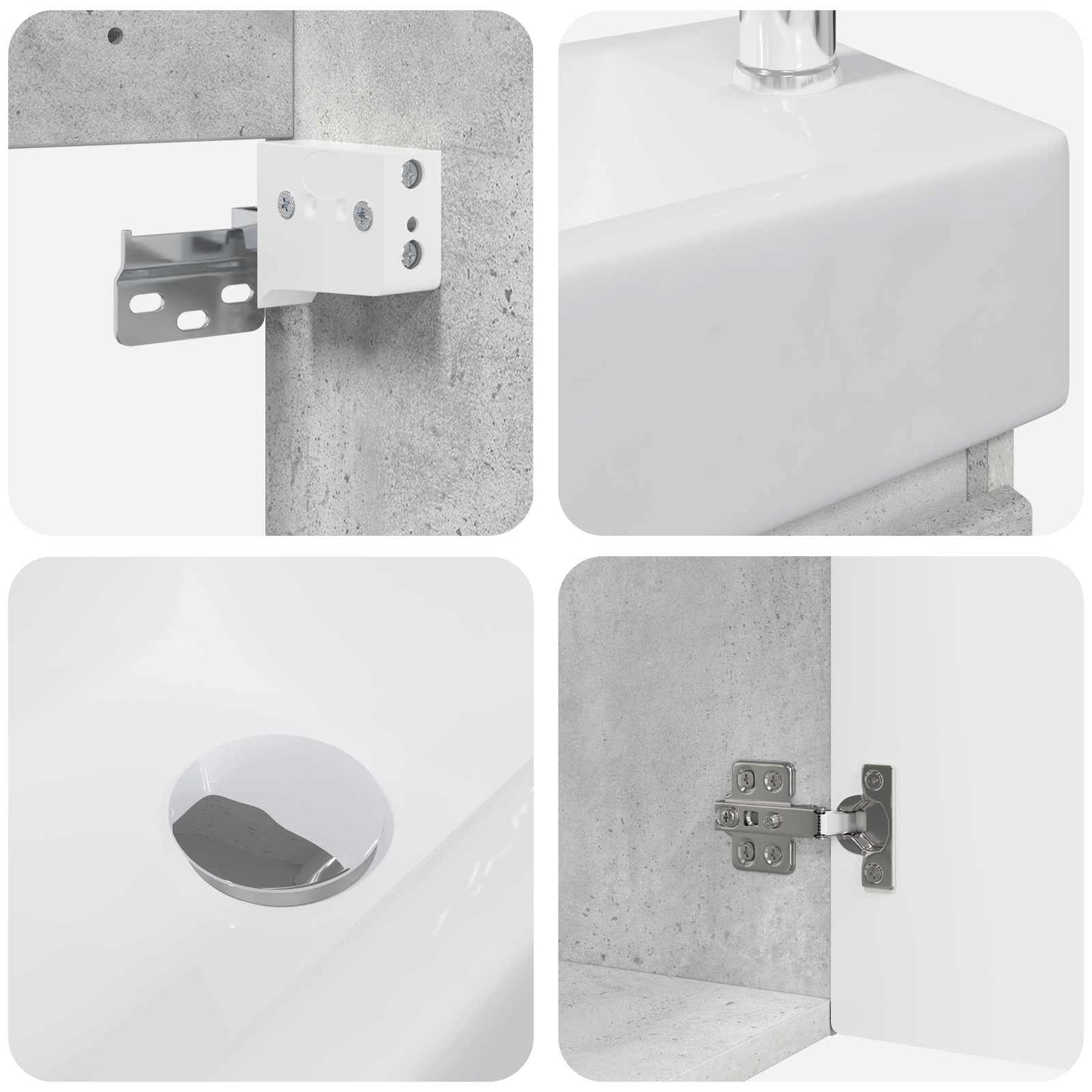 Mobile bagno con rubinetto Grigio Cemento 45,5 x 22,5 x 84 cm | homemem39