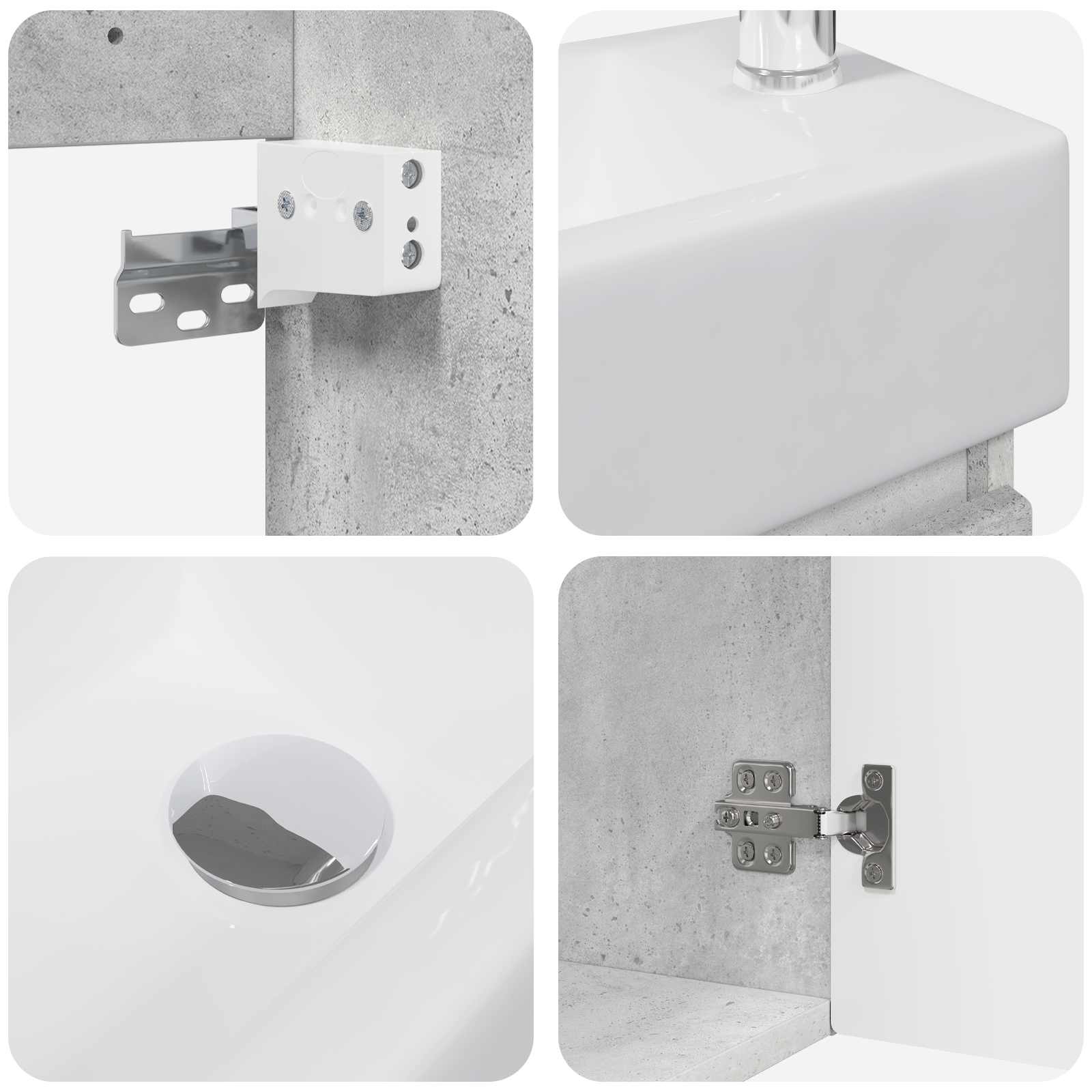 Mobile bagno con rubinetto Grigio Cemento 45,5 x 22,5 x 84 cm | homemem39
