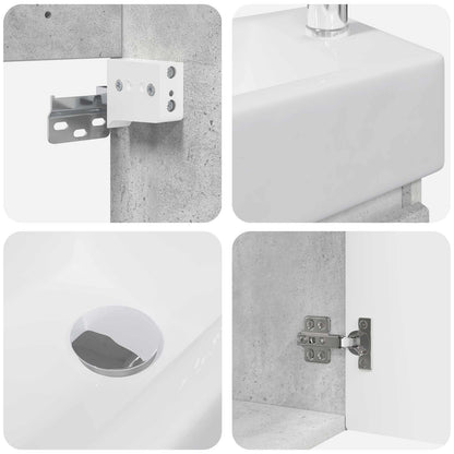 Mobile bagno con rubinetto Grigio Cemento 45,5 x 22,5 x 84 cm | homemem39
