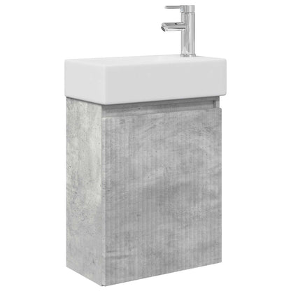 Mobile bagno con rubinetto Grigio Cemento 45,5 x 22,5 x 84 cm | homemem39