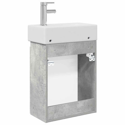 Mobile bagno con rubinetto Grigio Cemento 45,5 x 22,5 x 84 cm | homemem39