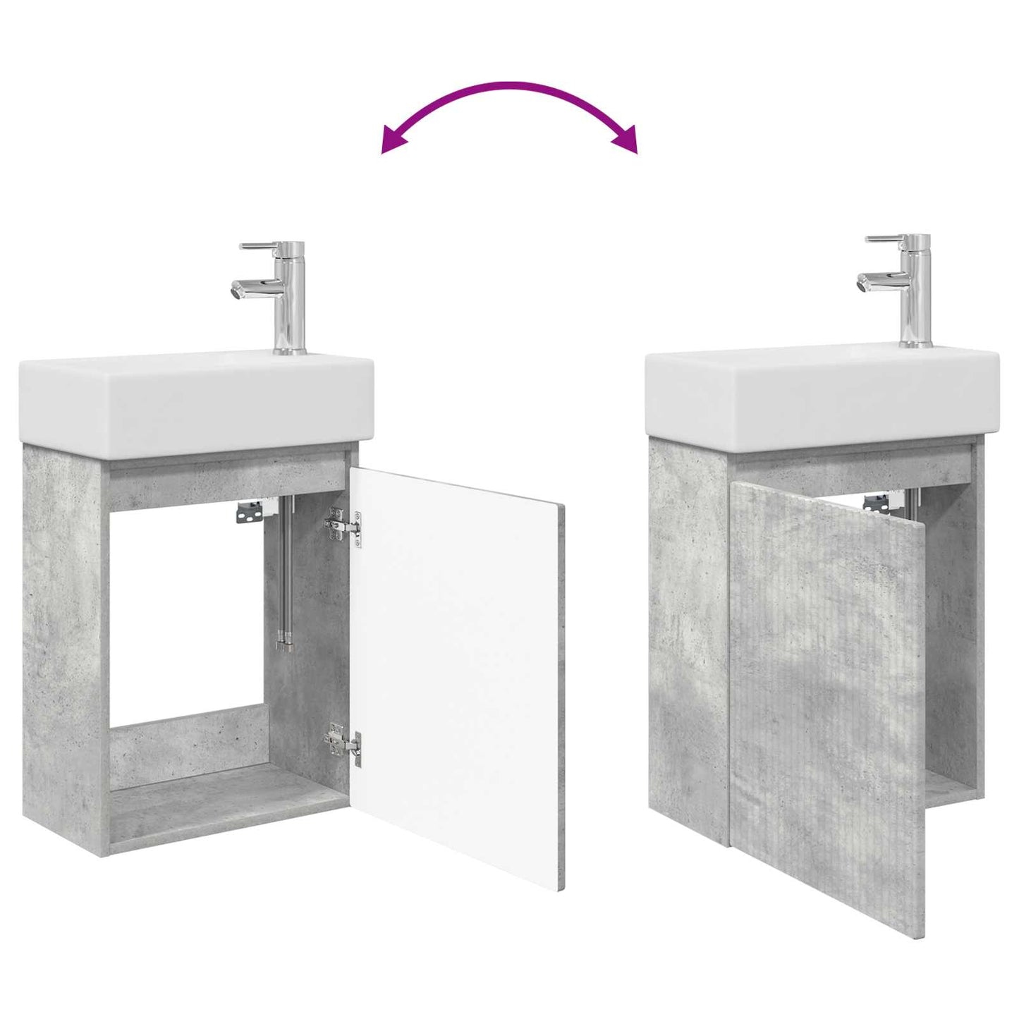 Mobile bagno con rubinetto Grigio Cemento 45,5 x 22,5 x 84 cm | homemem39