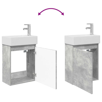Mobile bagno con rubinetto Grigio Cemento 45,5 x 22,5 x 84 cm | homemem39
