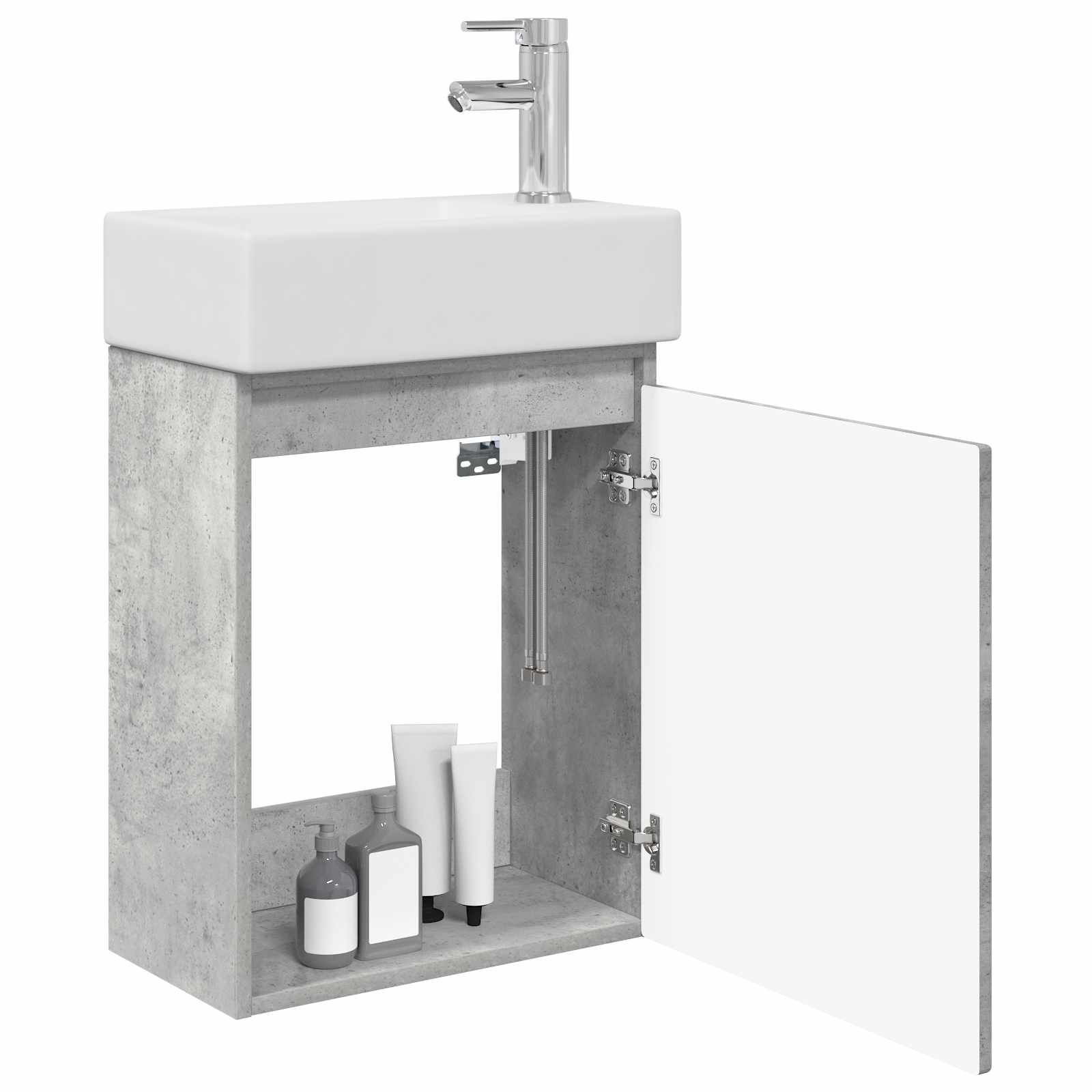 Mobile bagno con rubinetto Grigio Cemento 45,5 x 22,5 x 84 cm | homemem39