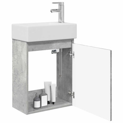 Mobile bagno con rubinetto Grigio Cemento 45,5 x 22,5 x 84 cm | homemem39