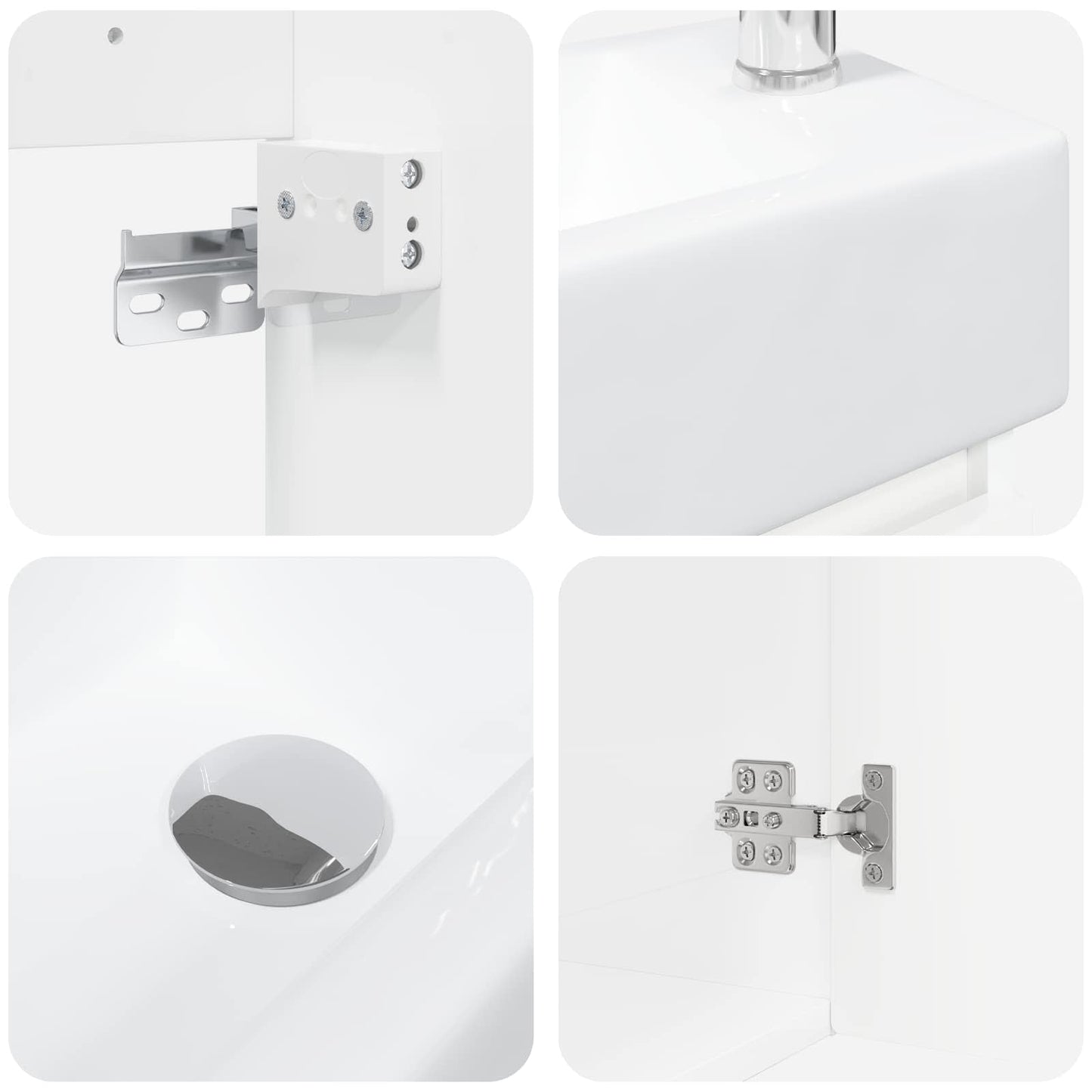 Mobile bagno con rubinetto Bianco Lucido 45,5 x 22,5 x 84 cm | homemem39