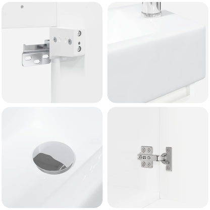 Mobile bagno con rubinetto Bianco Lucido 45,5 x 22,5 x 84 cm | homemem39
