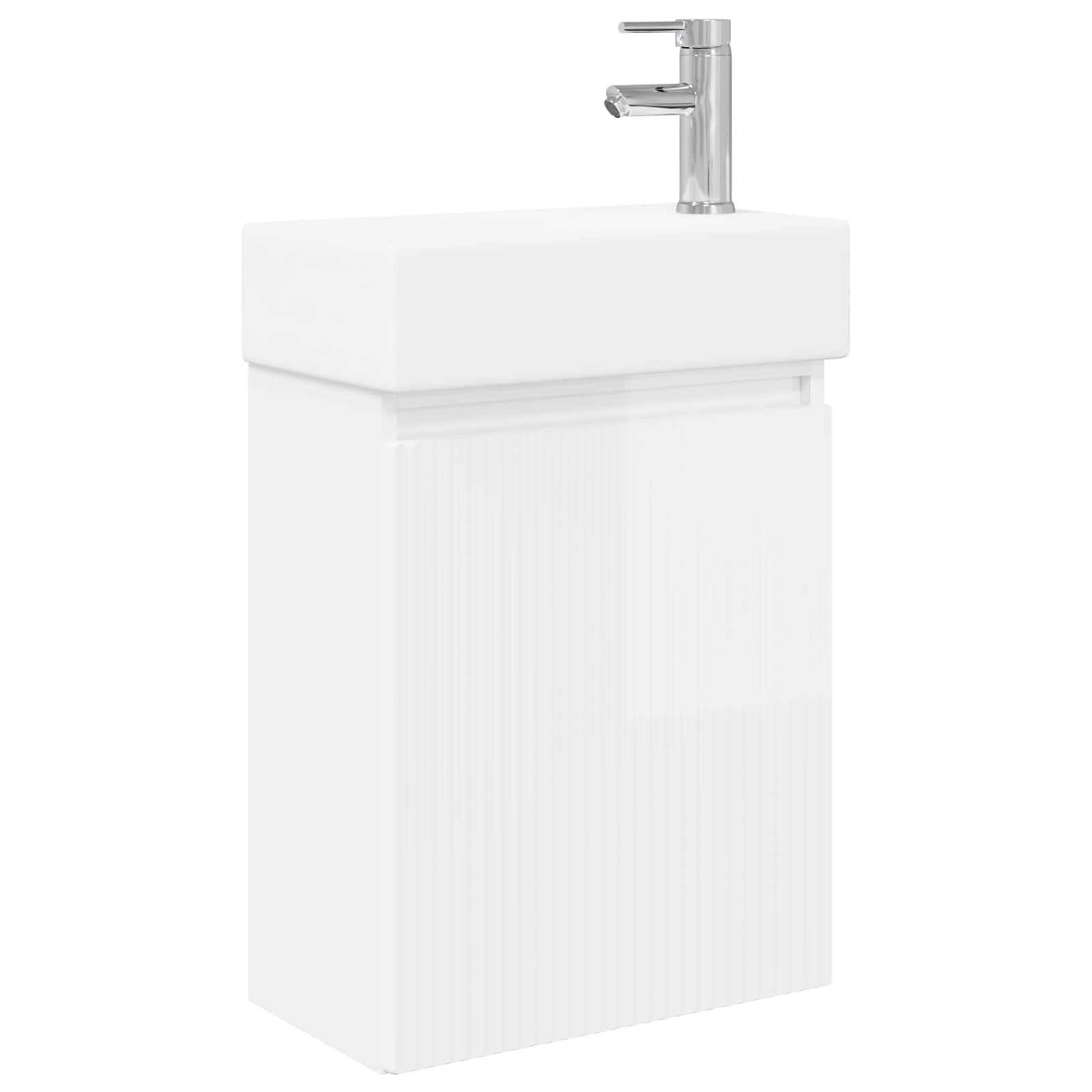 Mobile bagno con rubinetto Bianco Lucido 45,5 x 22,5 x 84 cm | homemem39