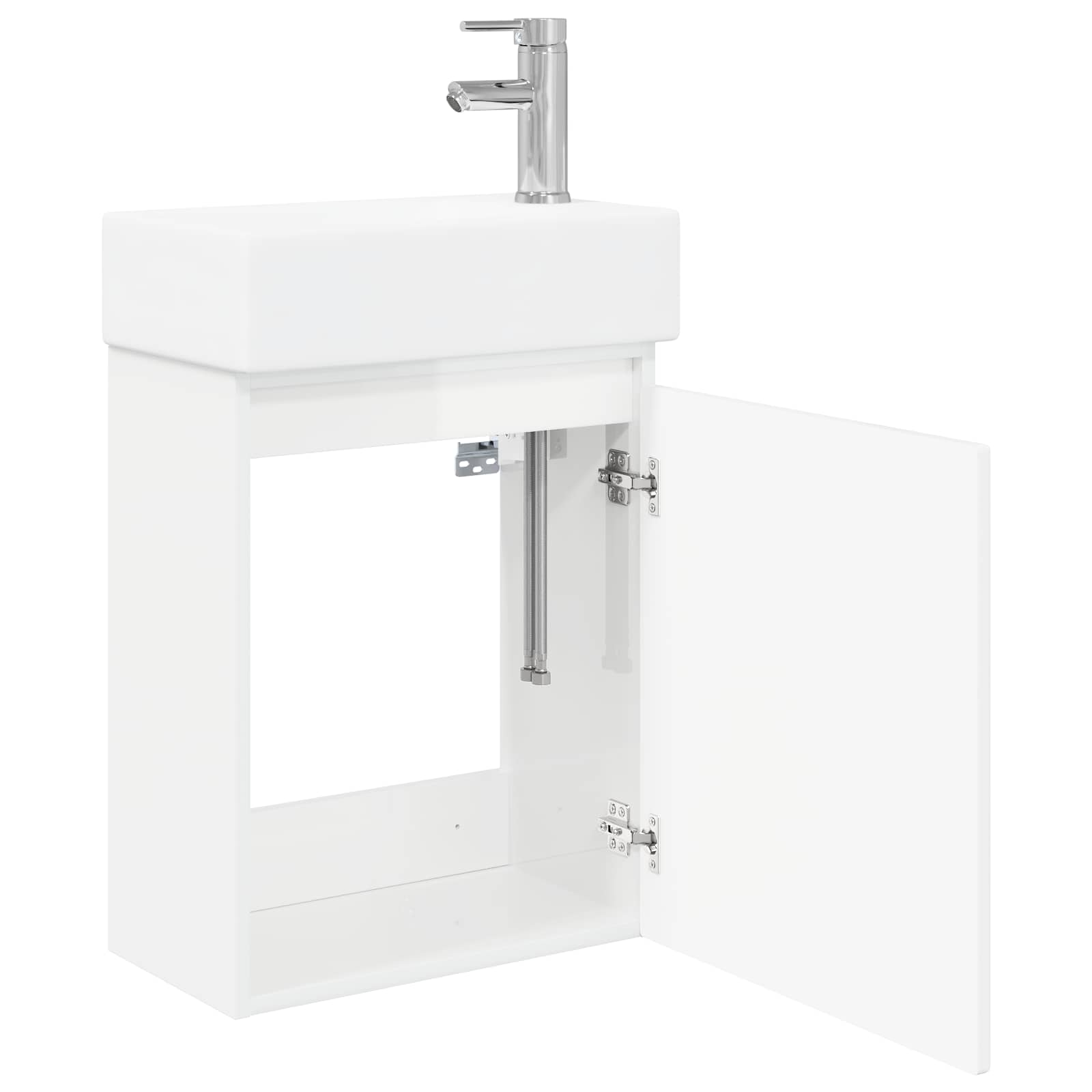 Mobile bagno con rubinetto Bianco Lucido 45,5 x 22,5 x 84 cm | homemem39