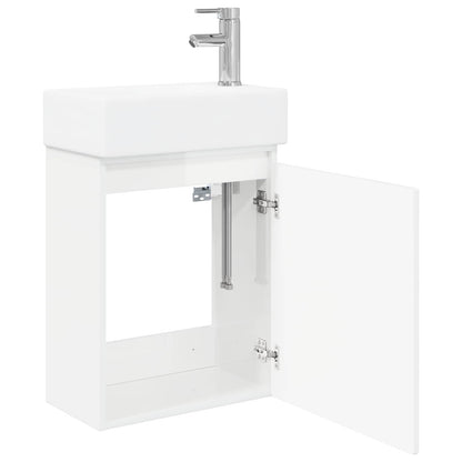 Mobile bagno con rubinetto Bianco Lucido 45,5 x 22,5 x 84 cm | homemem39