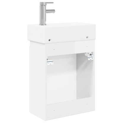 Mobile bagno con rubinetto Bianco Lucido 45,5 x 22,5 x 84 cm | homemem39