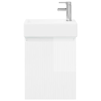 Mobile bagno con rubinetto Bianco Lucido 45,5 x 22,5 x 84 cm | homemem39