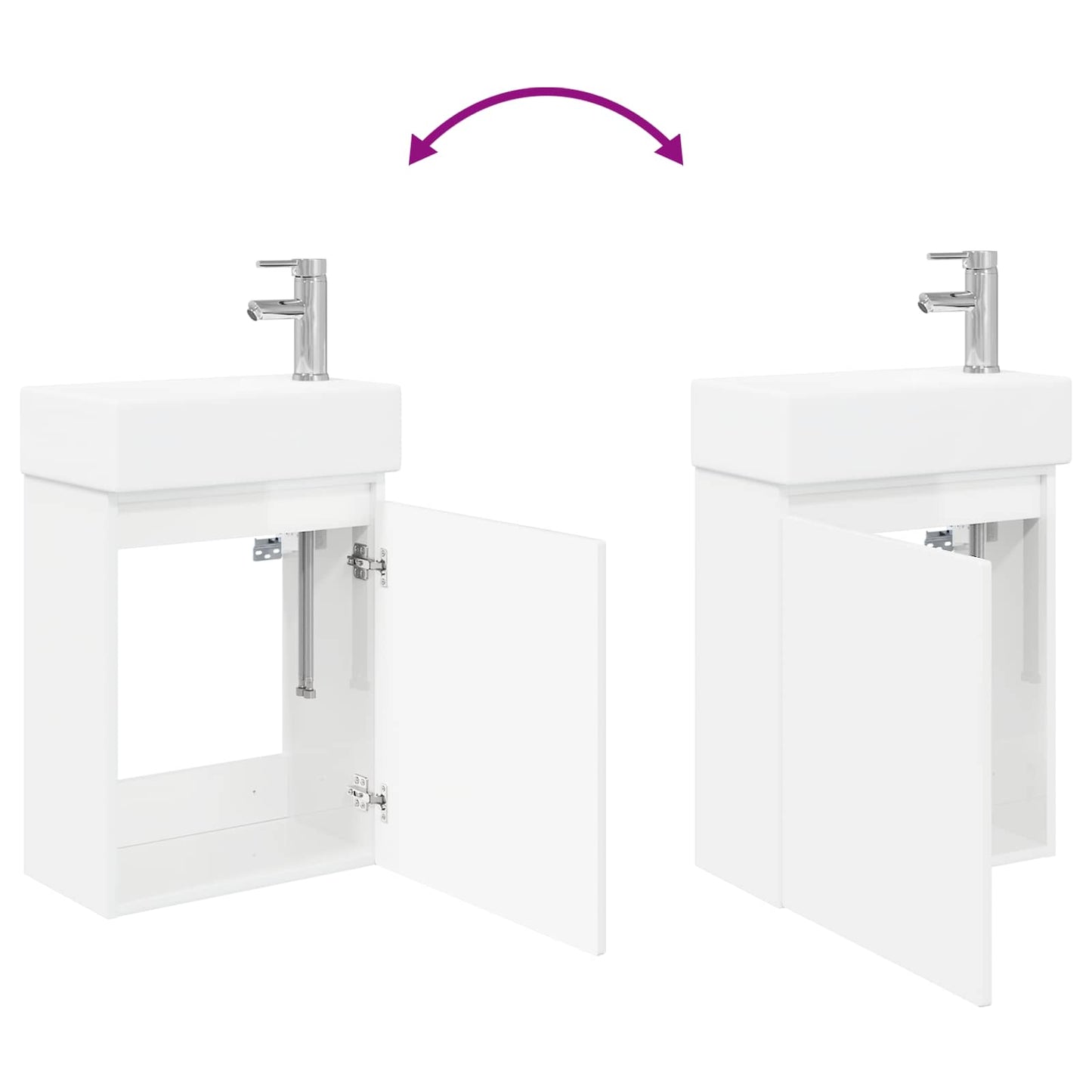 Mobile bagno con rubinetto Bianco Lucido 45,5 x 22,5 x 84 cm | homemem39
