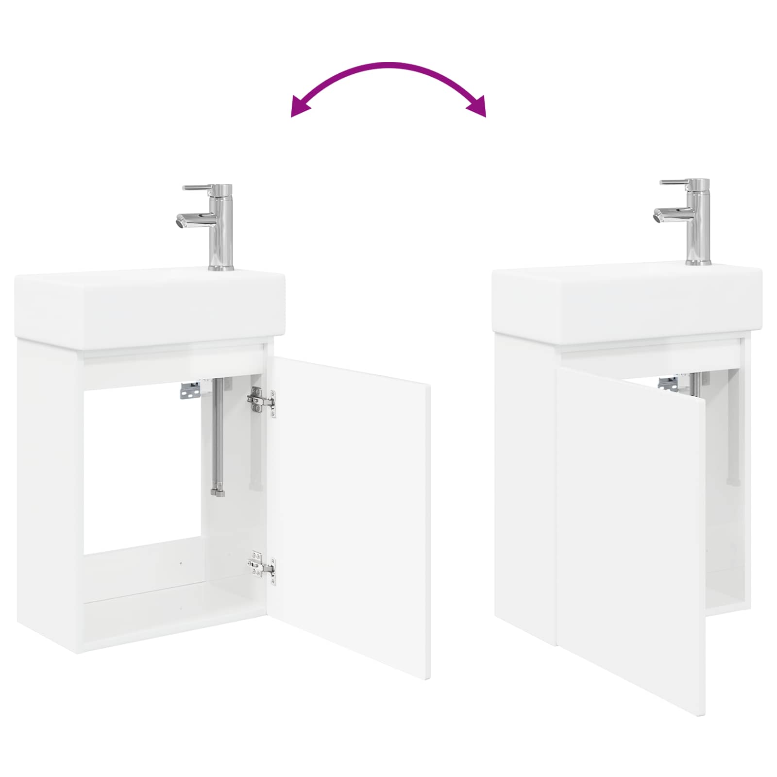 Mobile bagno con rubinetto Bianco Lucido 45,5 x 22,5 x 84 cm | homemem39