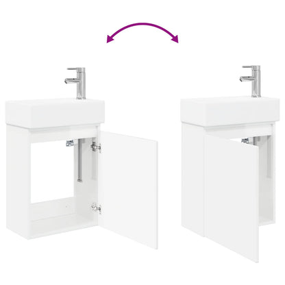 Mobile bagno con rubinetto Bianco Lucido 45,5 x 22,5 x 84 cm | homemem39