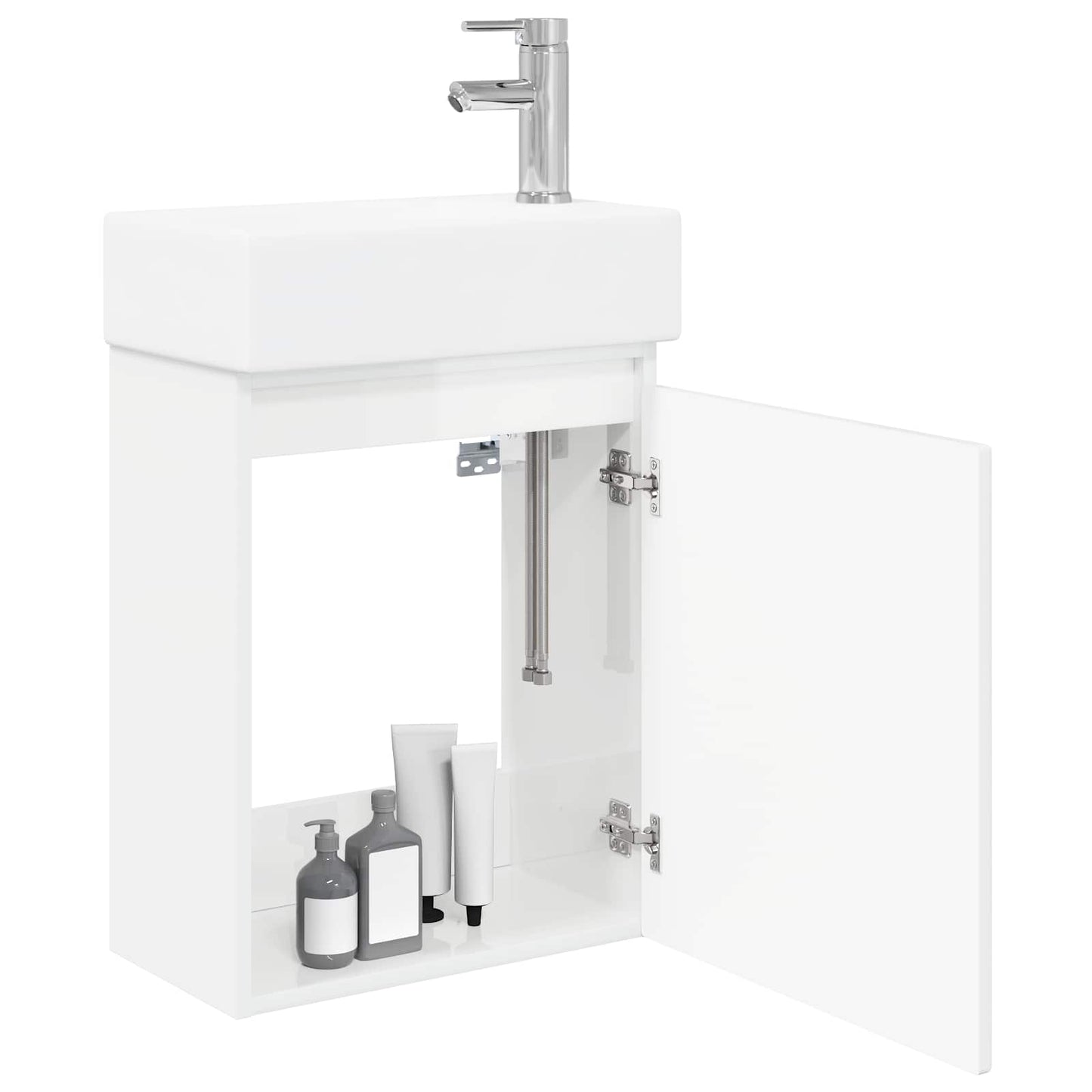 Mobile bagno con rubinetto Bianco Lucido 45,5 x 22,5 x 84 cm | homemem39