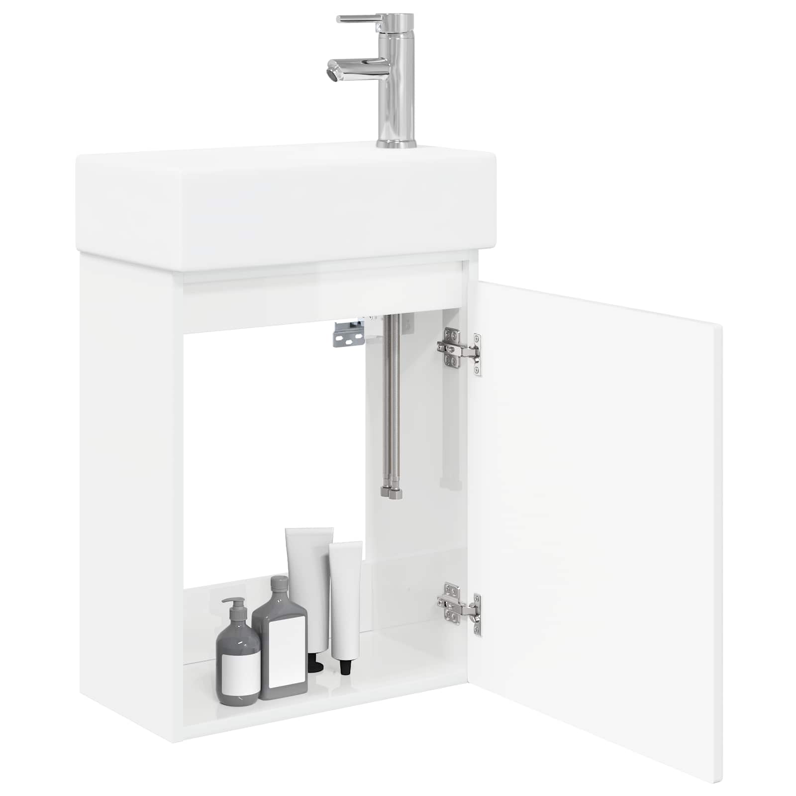 Mobile bagno con rubinetto Bianco Lucido 45,5 x 22,5 x 84 cm | homemem39