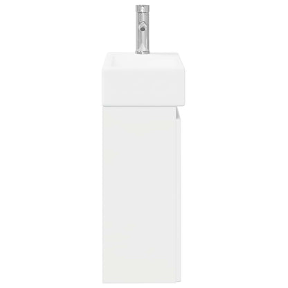 Mobile bagno con rubinetto Bianco Lucido 45,5 x 22,5 x 84 cm | homemem39