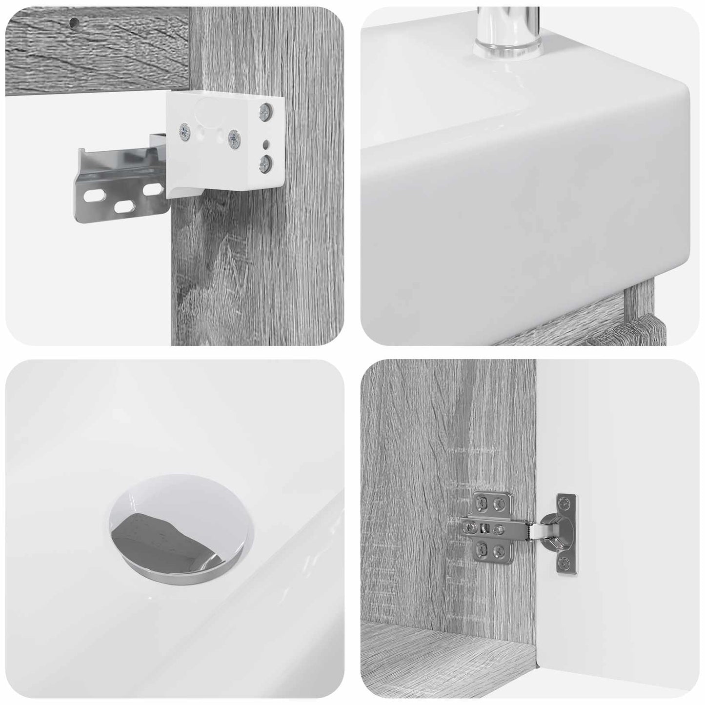 Mobile bagno con rubinetto Sonoma grigio 45,5 x 22,5 x 84 cm | homemem39