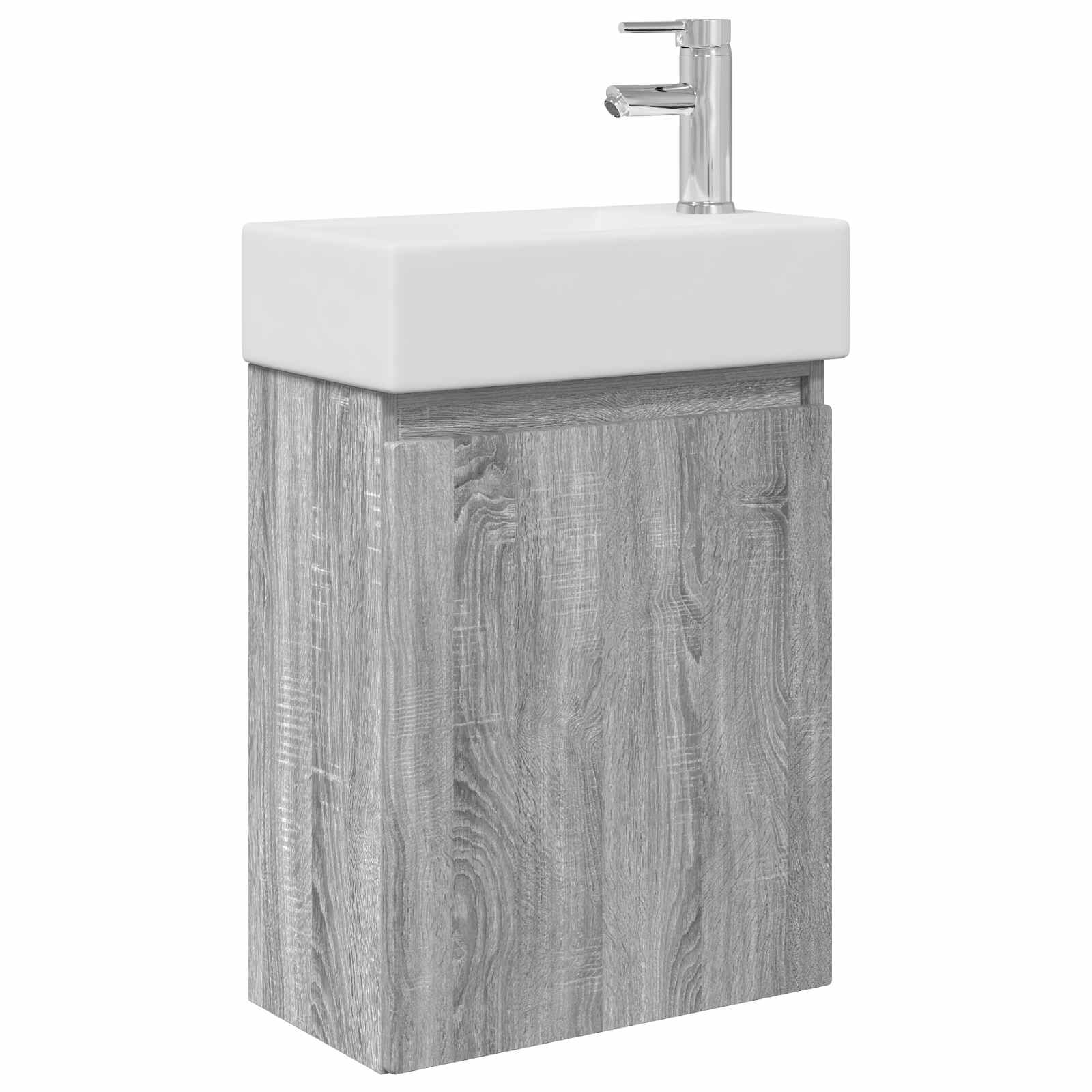 Mobile bagno con rubinetto Sonoma grigio 45,5 x 22,5 x 84 cm | homemem39