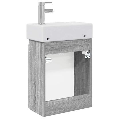 Mobile bagno con rubinetto Sonoma grigio 45,5 x 22,5 x 84 cm | homemem39