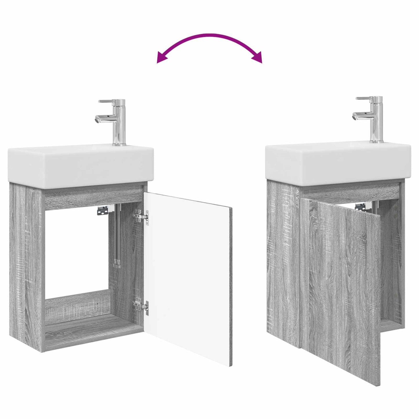 Mobile bagno con rubinetto Sonoma grigio 45,5 x 22,5 x 84 cm | homemem39