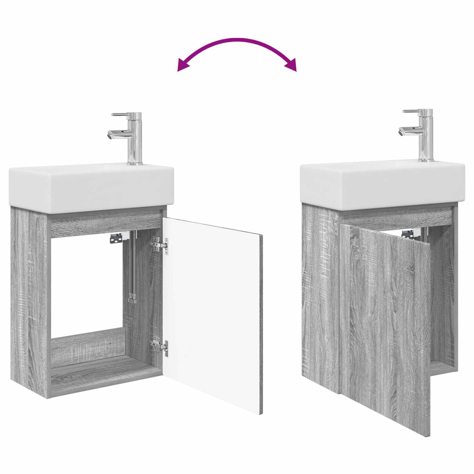 Mobile bagno con rubinetto Sonoma grigio 45,5 x 22,5 x 84 cm | homemem39
