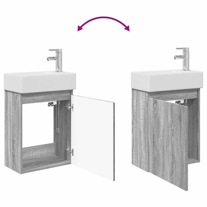 Mobile bagno con rubinetto Sonoma grigio 45,5 x 22,5 x 84 cm | homemem39