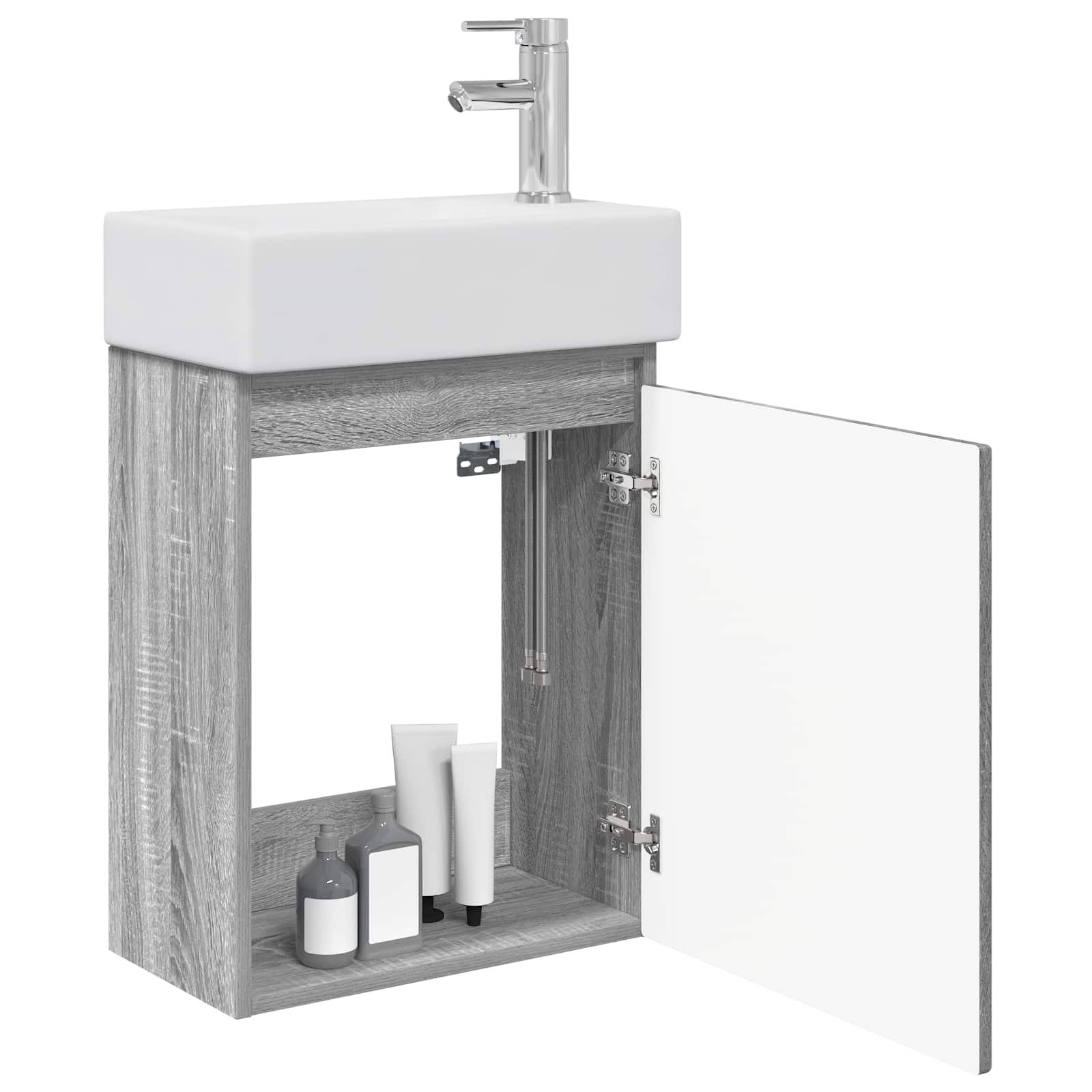 Mobile bagno con rubinetto Sonoma grigio 45,5 x 22,5 x 84 cm | homemem39