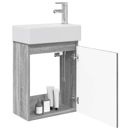 Mobile bagno con rubinetto Sonoma grigio 45,5 x 22,5 x 84 cm | homemem39